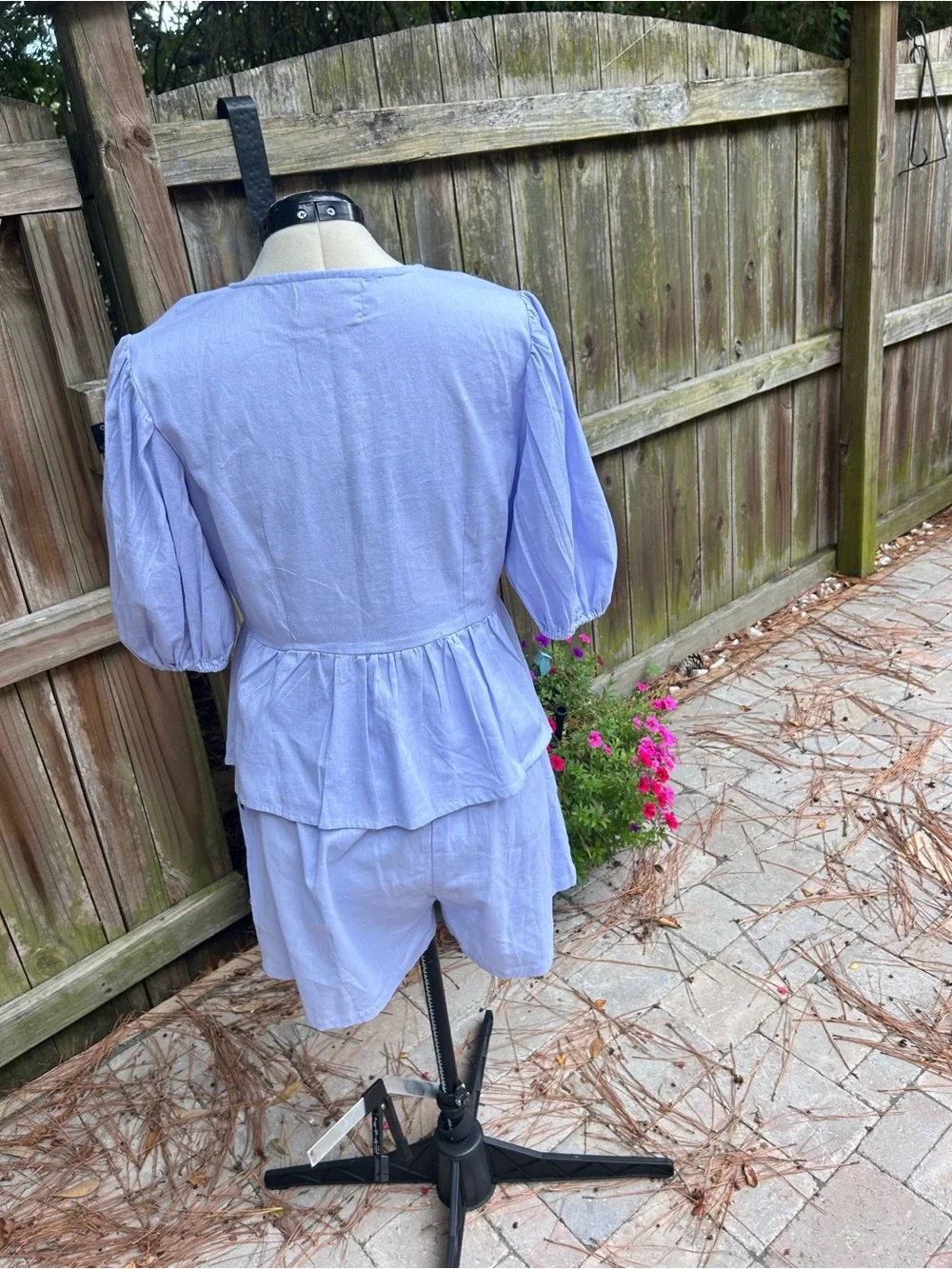 Shorts and blouse light blue set .